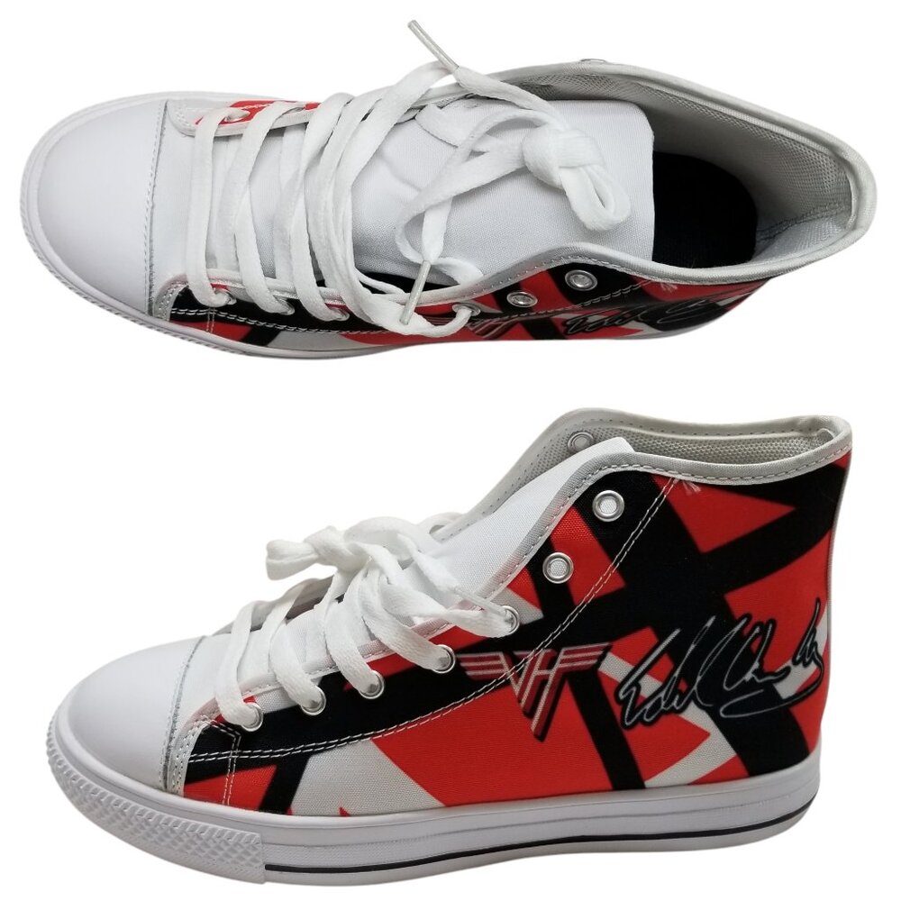 CUSTOM SHOES Striped Hi-Top Sneakers Mens  Size 7  Womens Size 8.5 Red GUITAR